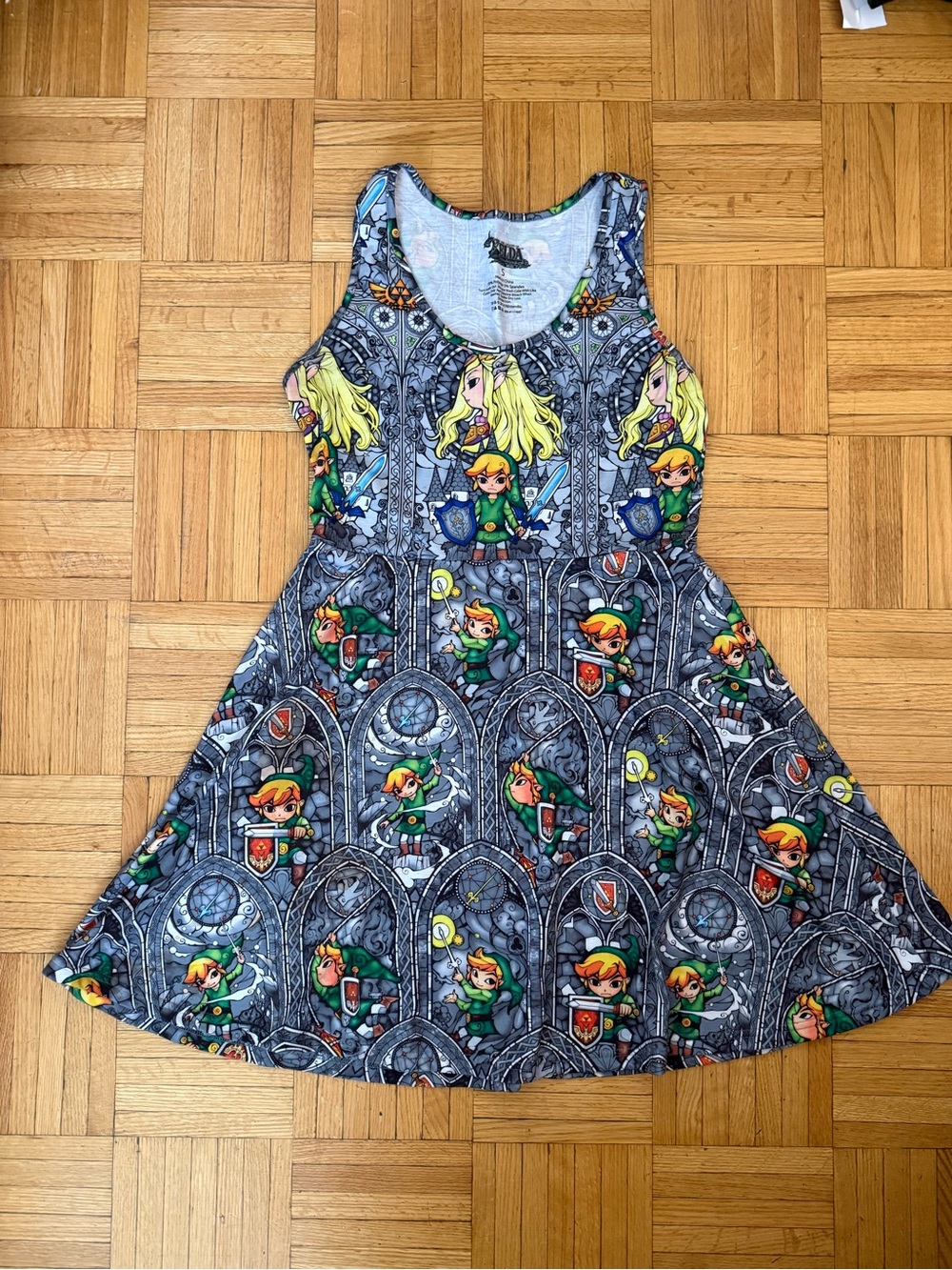 LEGEND OF ZELDA SKATER DRESS W/LINK & ZELDA JUNIOR LADIES SMALL